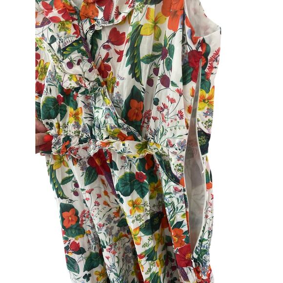 J. Crew Ruffle-Front Maxi Dress In Ratti Island Botanical Print Pockets Size‎ 12 - Picture 11 of 13